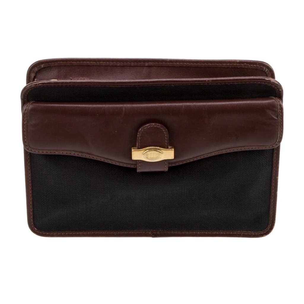Dunhill Portfolio Elegant Brown And Black Leather Bag